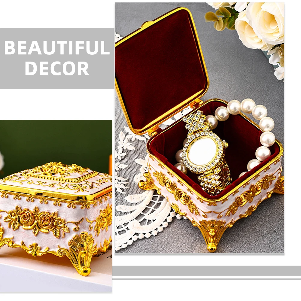 

Jewelry Box Zinc Metal Vintage Jewelry Case Box Alloy Desktop Decor Trinket Boxes Storage Case HOLDER Ring BoxVintage