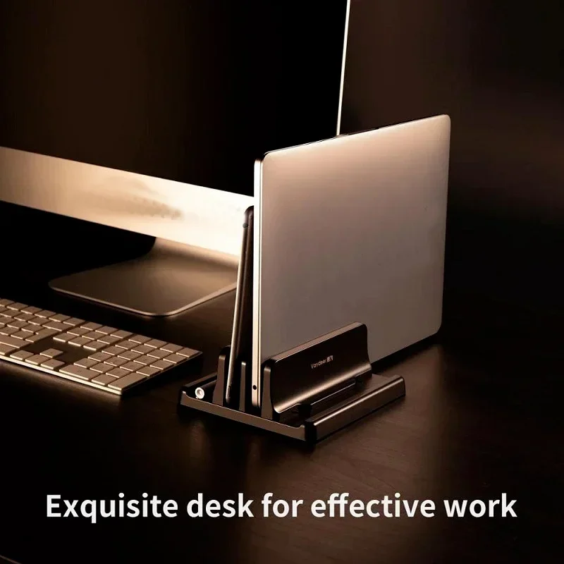 Supporto verticale universale per laptop Supporto per laptop da scrivania a 3 slot Docking station per laptop portatile Supporto per notebook desktop regolabile
