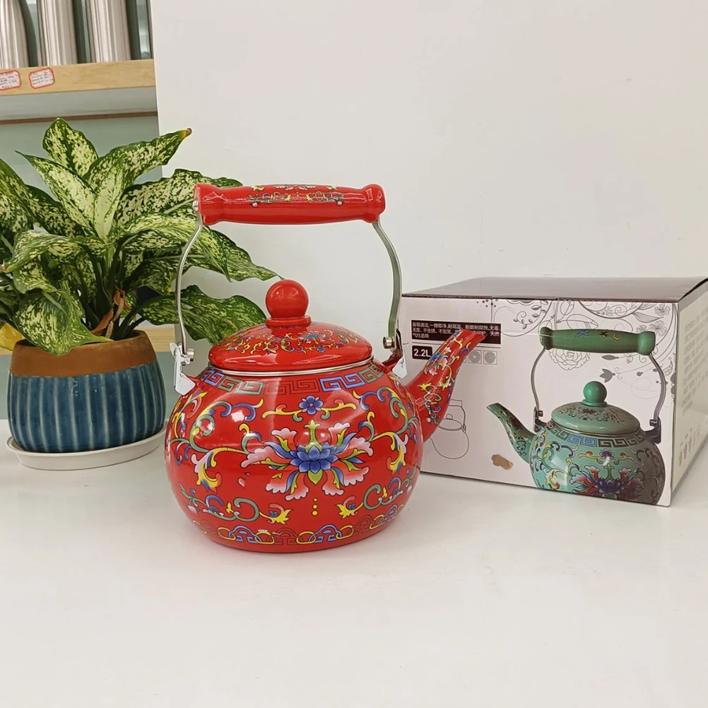 

Thickened Enamel 2 2L Random Water Boiling Kettle Color Stovetop Tea Pot Coffee Outdoor Kitchen Water Boiler Office Use