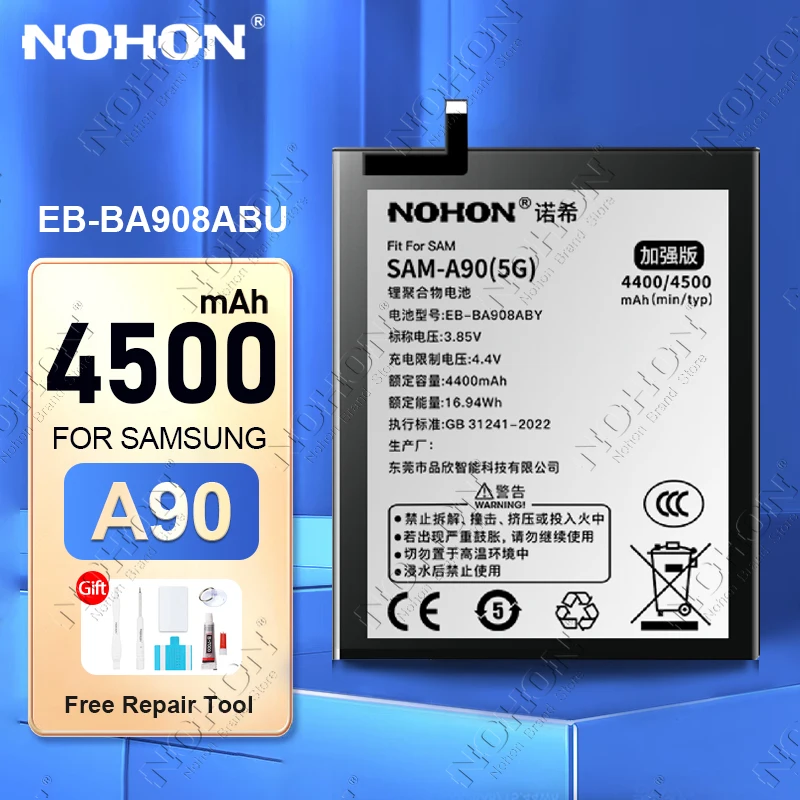 NOHON EB-BA908ABY 4500mAh Replacement Battery for Samsung Galaxy A90 5G A908 A908B A908N Lithium Polymer Batteries + Tools