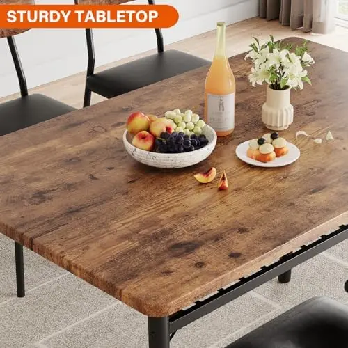 5-Piece Dining Set for 4 with Built-In Storage Rack