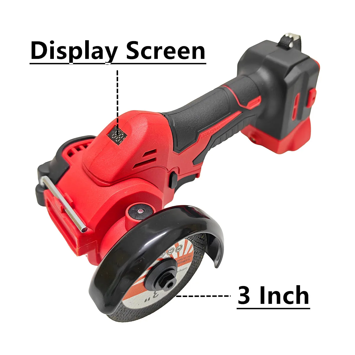 Upgraded Brushless Angle Grinder 3 Inch Electric CUT OFF Tool Cutting Polishing Grinding Machine Fit Milwaukee 18V Battery