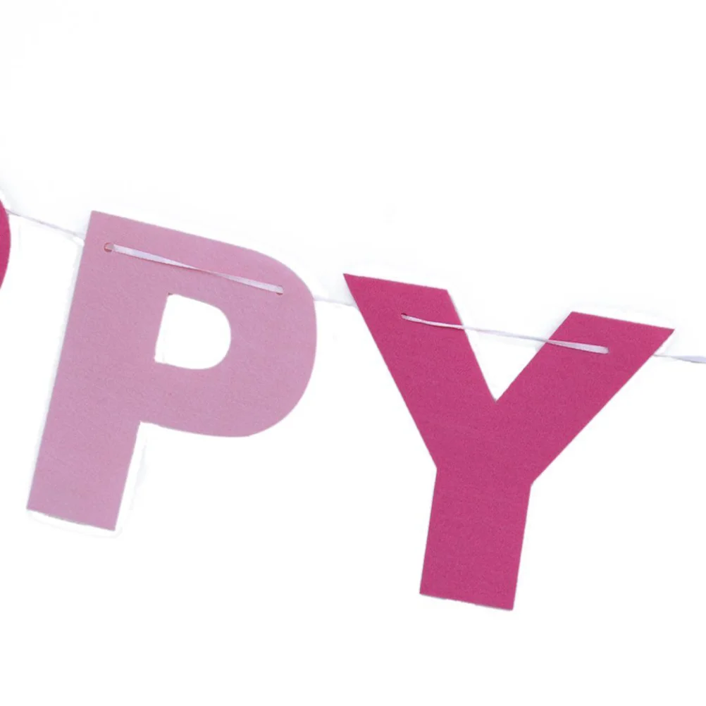 

Happy Birthday Bunting Banner Pink Non-Woven Pennant Flags Wedding Party Birthday Decoration Christmas Home Hanging Photo Props