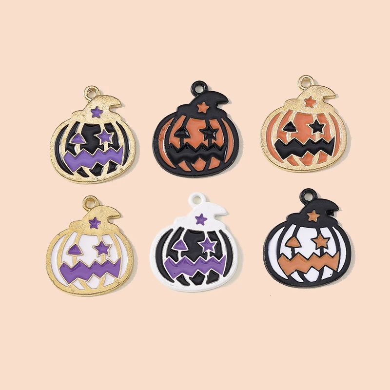 Leslie 10pcs Halloween Pendant Halloween Pumpkin Charms For DIY Handmade Necklace Bracelet Jewelry Making Accessories