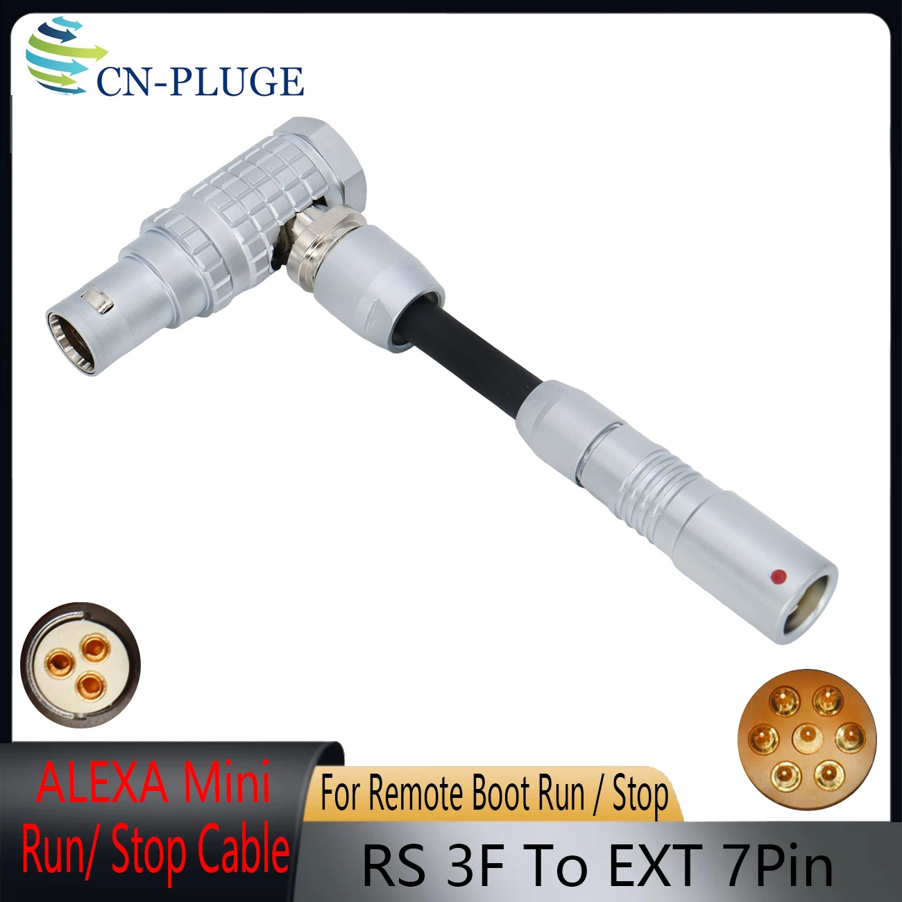 ARRI Short Adapter Cable that Connects to the EXT Connector of the ALEXA Mini and ALEXA Mini LF and rovides a RS 3Pin Connector.
