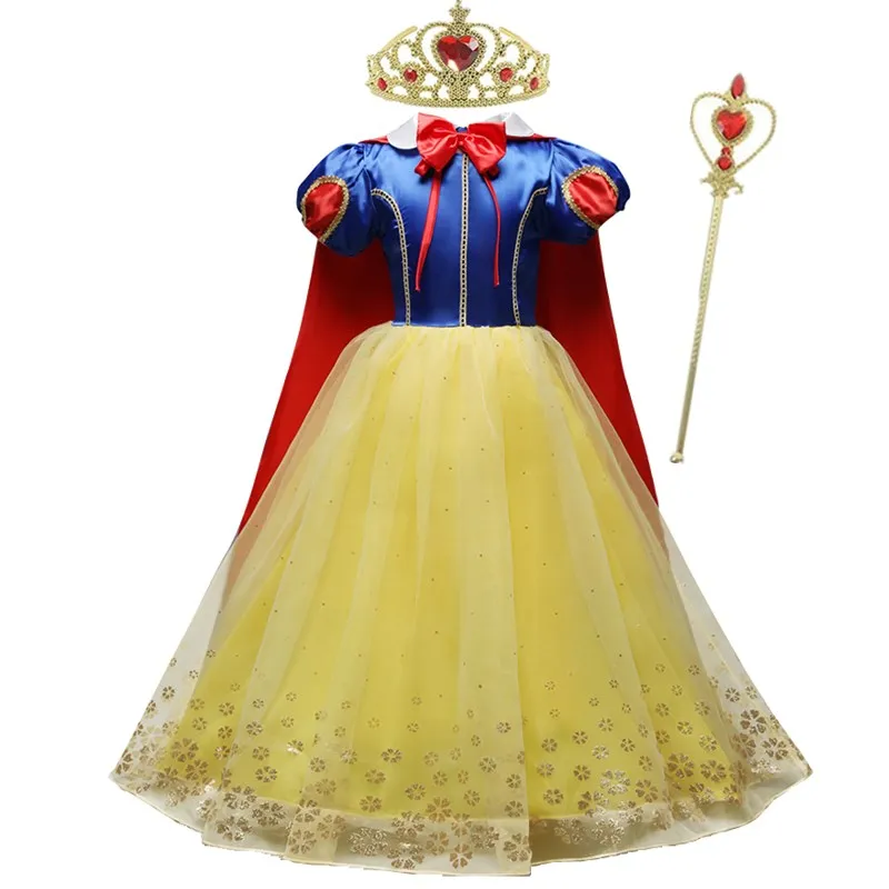 Fantasy Girl Princess Costume for Kids 4 6 8 10 Y Carnival Halloween Snow White Kids Cosplay Dresses Children Birthday Vestidos