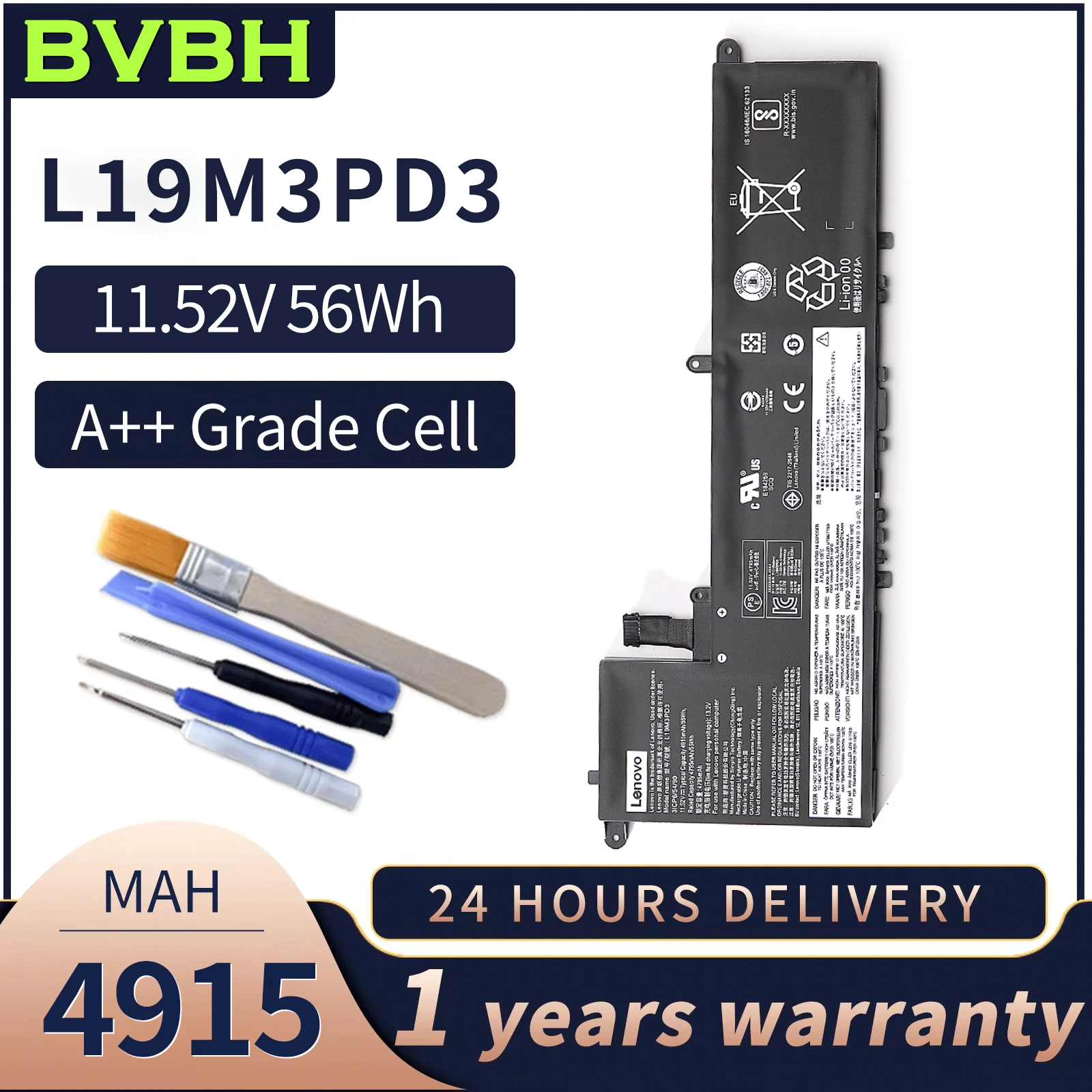 BVBH L19M3PD3 Laptop Battery 13ARE 13IML For Lenovo Pro 13 2019 2020 2021 IdeaPad S540-13AP 13ITL Series L19D3PD3 L19L3PD3