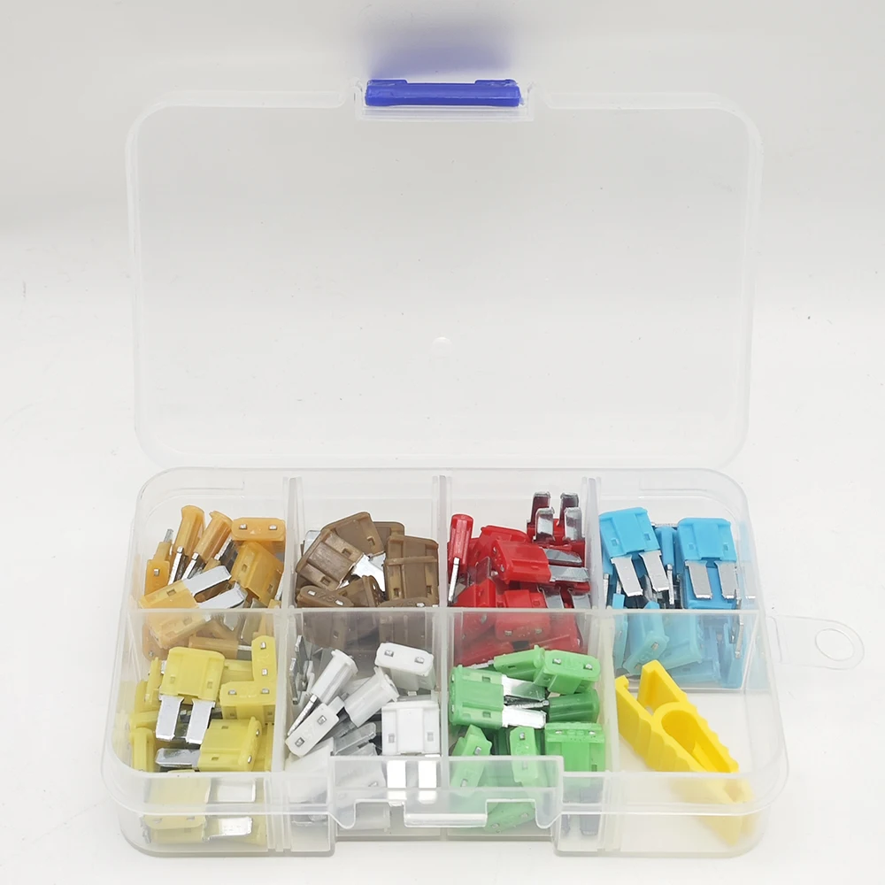 

100 шт. Комбинированный комплект предохранителей Micro2 с длинной ножкой 5A 7,5A 10A 15A 20A 25A 30A Комбинированный предохранитель Micro2 со съемником, для лодки, автофургона, грузовика