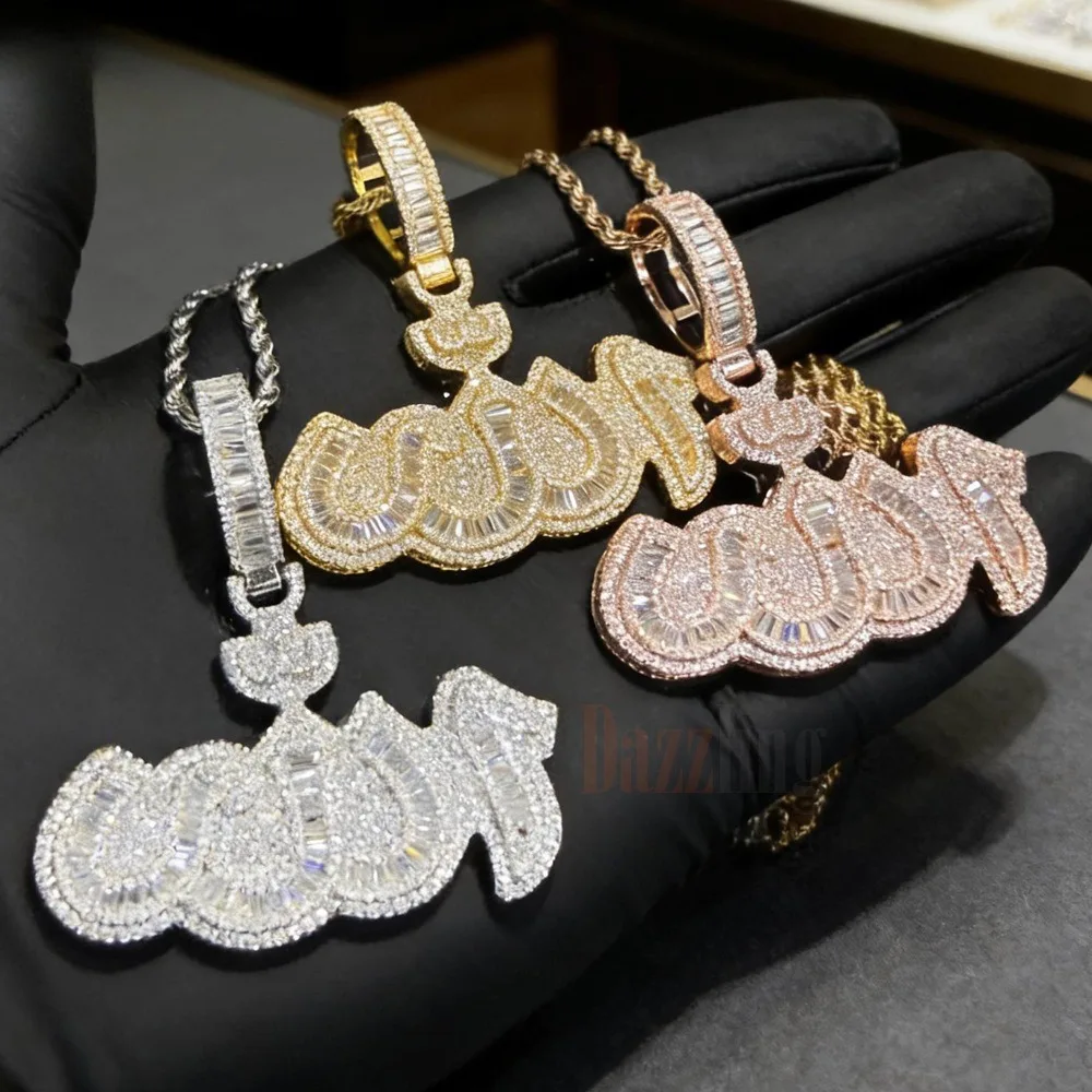 

New Men's Arabic letter Inlaid Zircon Pendant Necklace, Unique Hip-Hop Fashion, Instagram Style, Perfect for Parties.