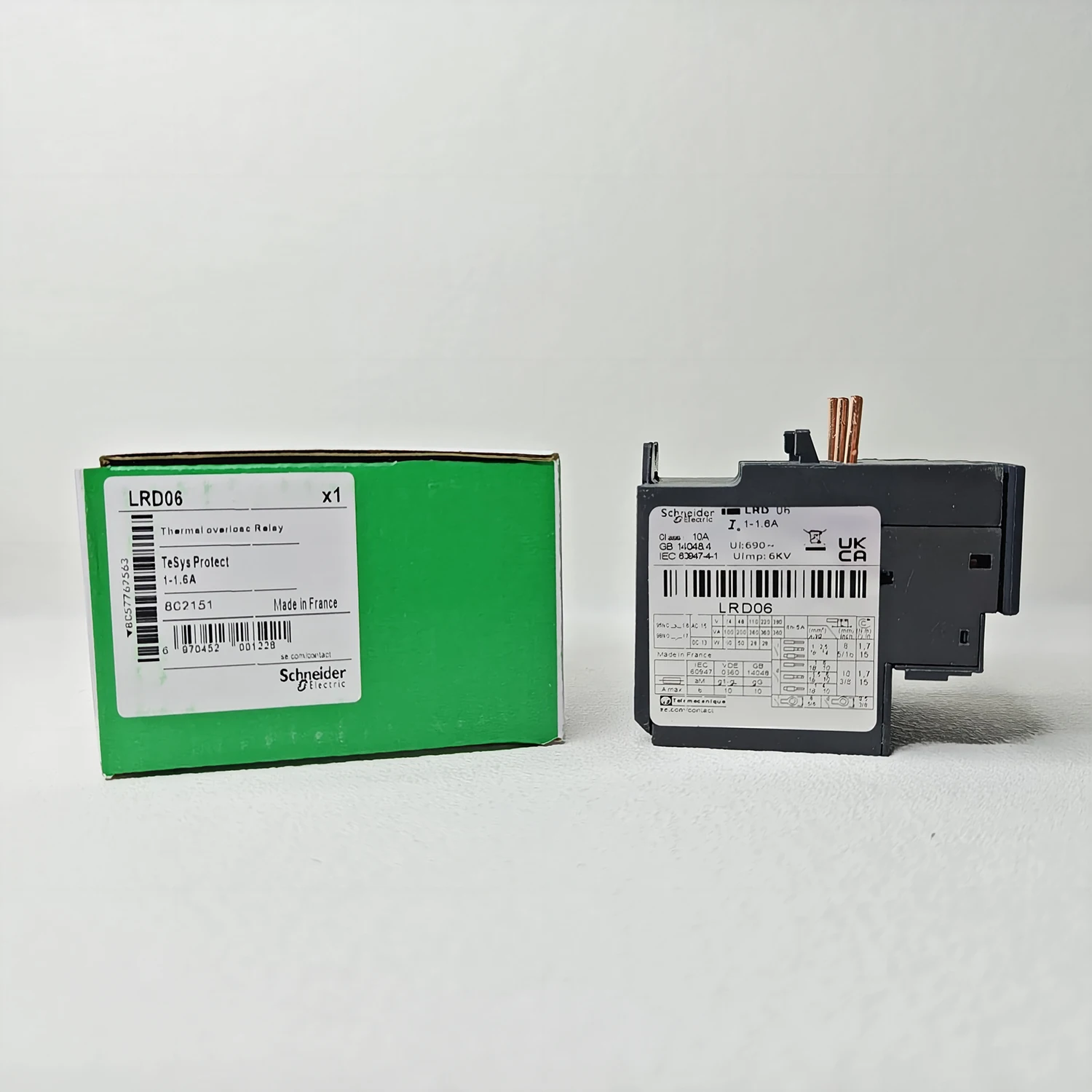 Relè di sovraccarico termico LRD06 TeSys Deca da 1 a 1,6 A, classe 10A