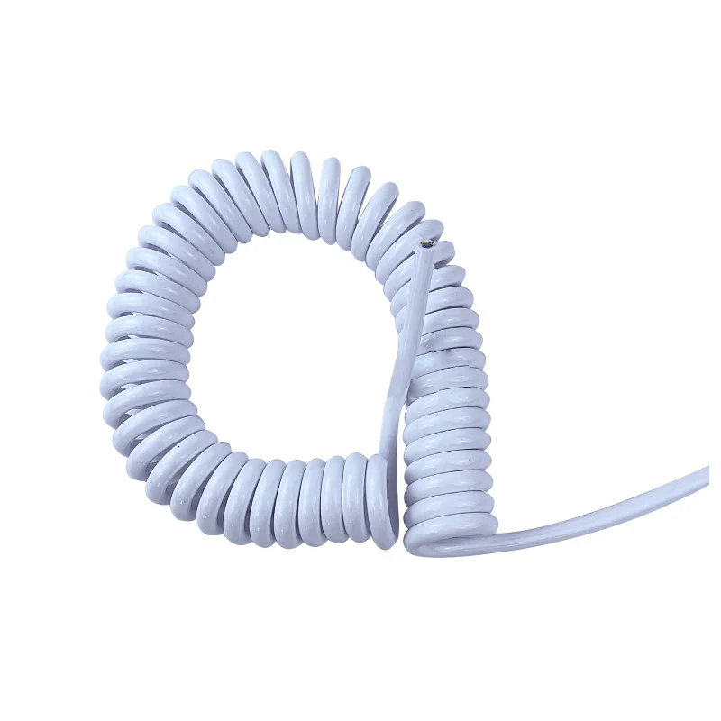 3Core White Spring Spiral Cable Telescopic 24/22/20/18/17/15AWGWire Stretch1to10 Meters Stretchable Wire Shrinkable Cable