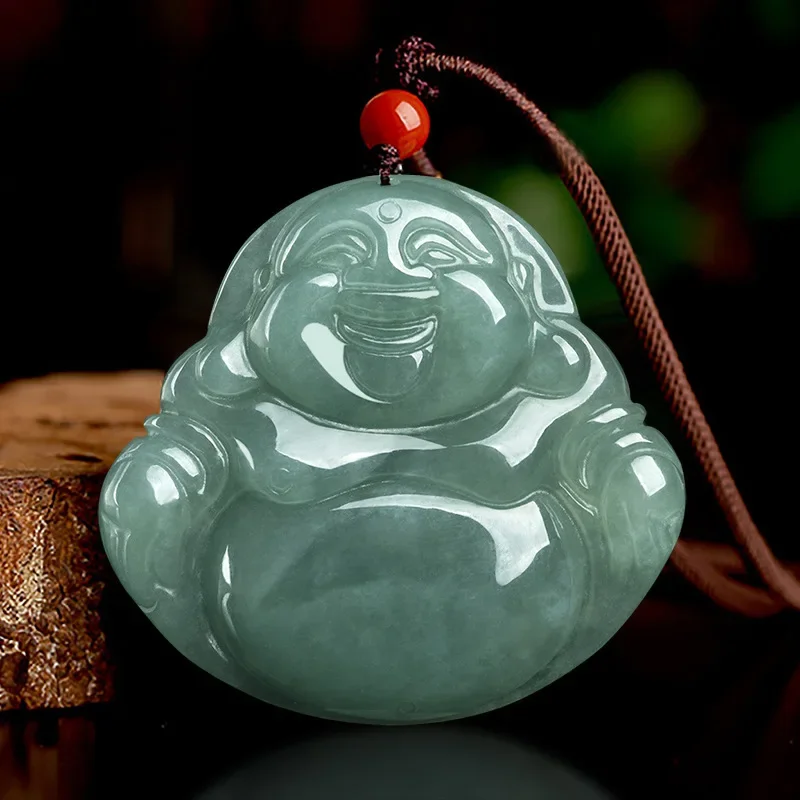 

Mai Chuang/Jade Oil Green Buddha Maitreya Buddha Emerald Necklace Pendant Fashion Personality Jewelry Men And Women Couple Gift