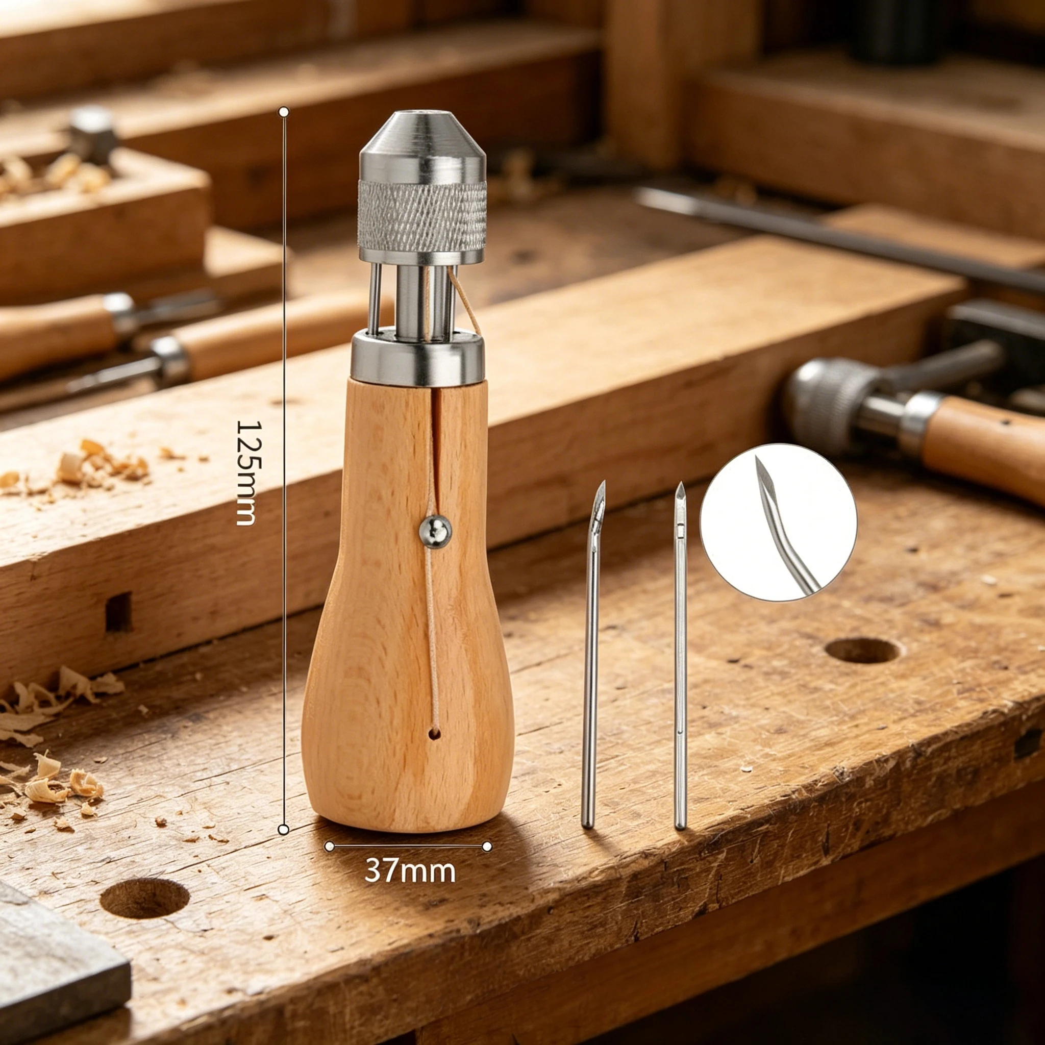 Portable leather tool set, leather hand sewing machine, leather repair large head sewing needle, sewing wax thread view 2