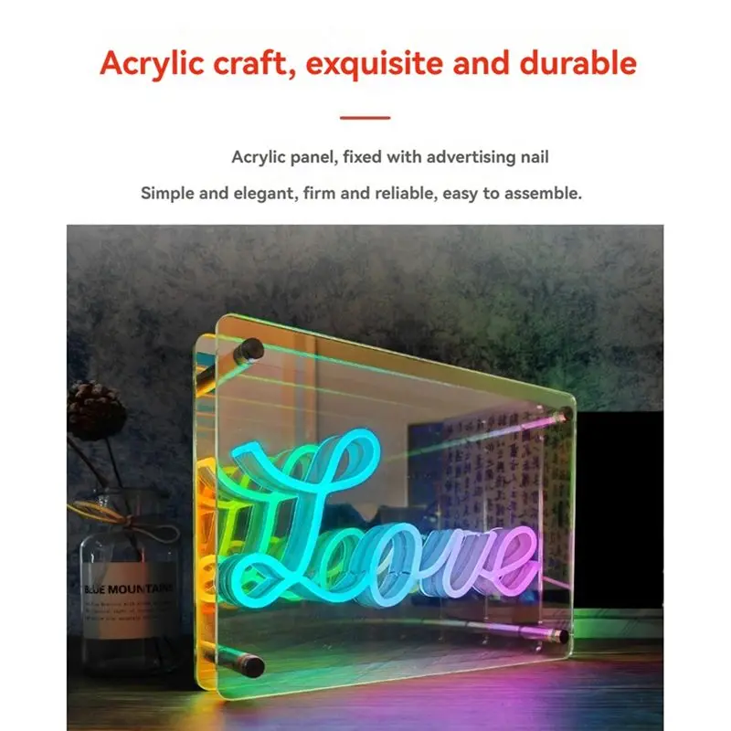 A29F-Neon Signs Lights 3D LED Table Lamp Colorful Thousand Layer Mirror Atmosphere Lighting For Esport Birthday Decoration