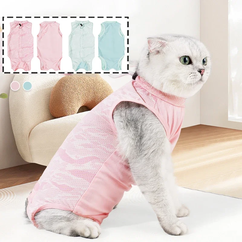 Cat Recovery Clothing Polyester Post-Op Breathable Anti-Licking Pet Surgical Vest for Small Dogs and Cats Weaning Clothes