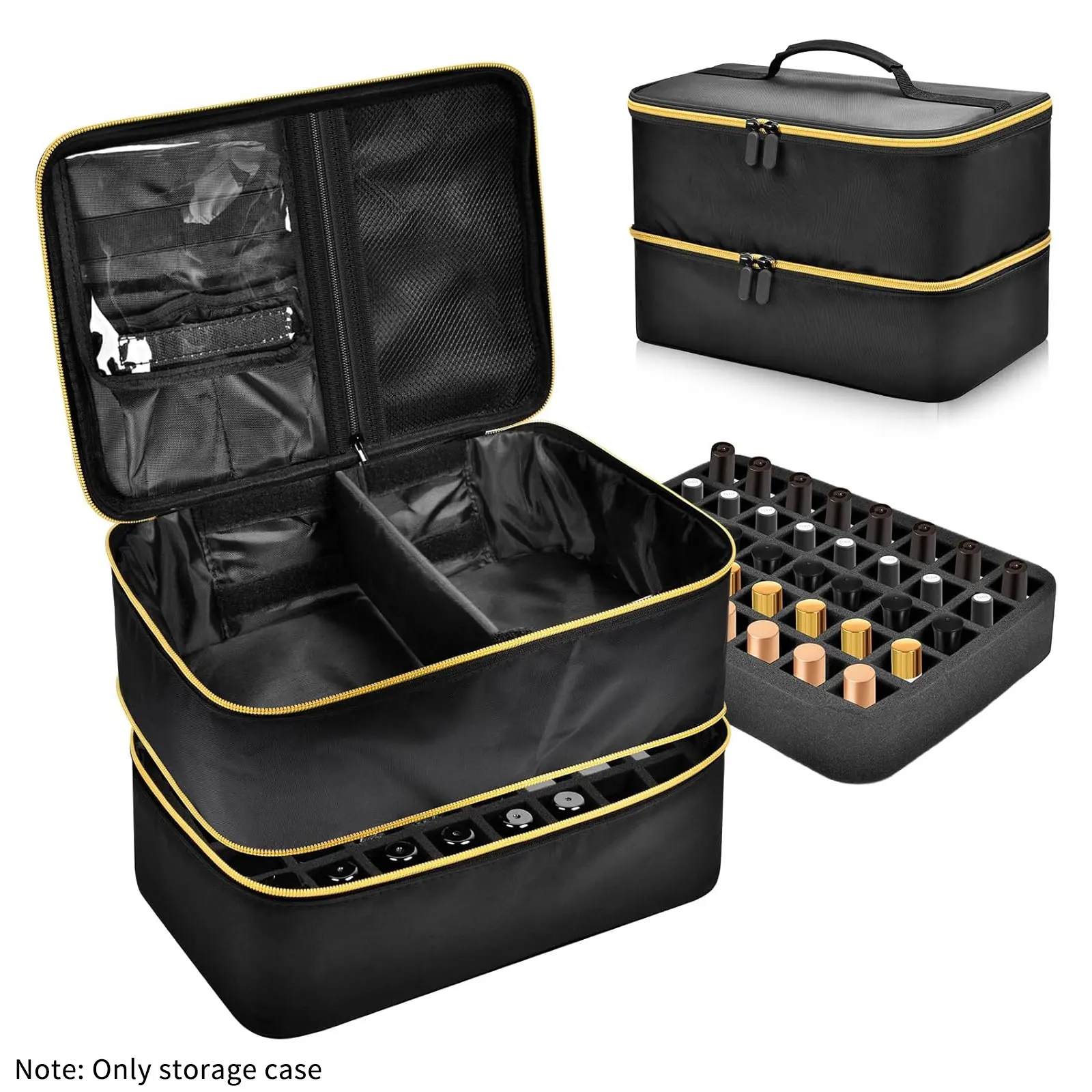 

Органайзер для лака для ногтей и футляр для лампы для ногтей, двухслойный набор для хранения набора для ногтей, 40 бутылок (15 мл-0,5 жидких унции), держатель для сушки ногтей