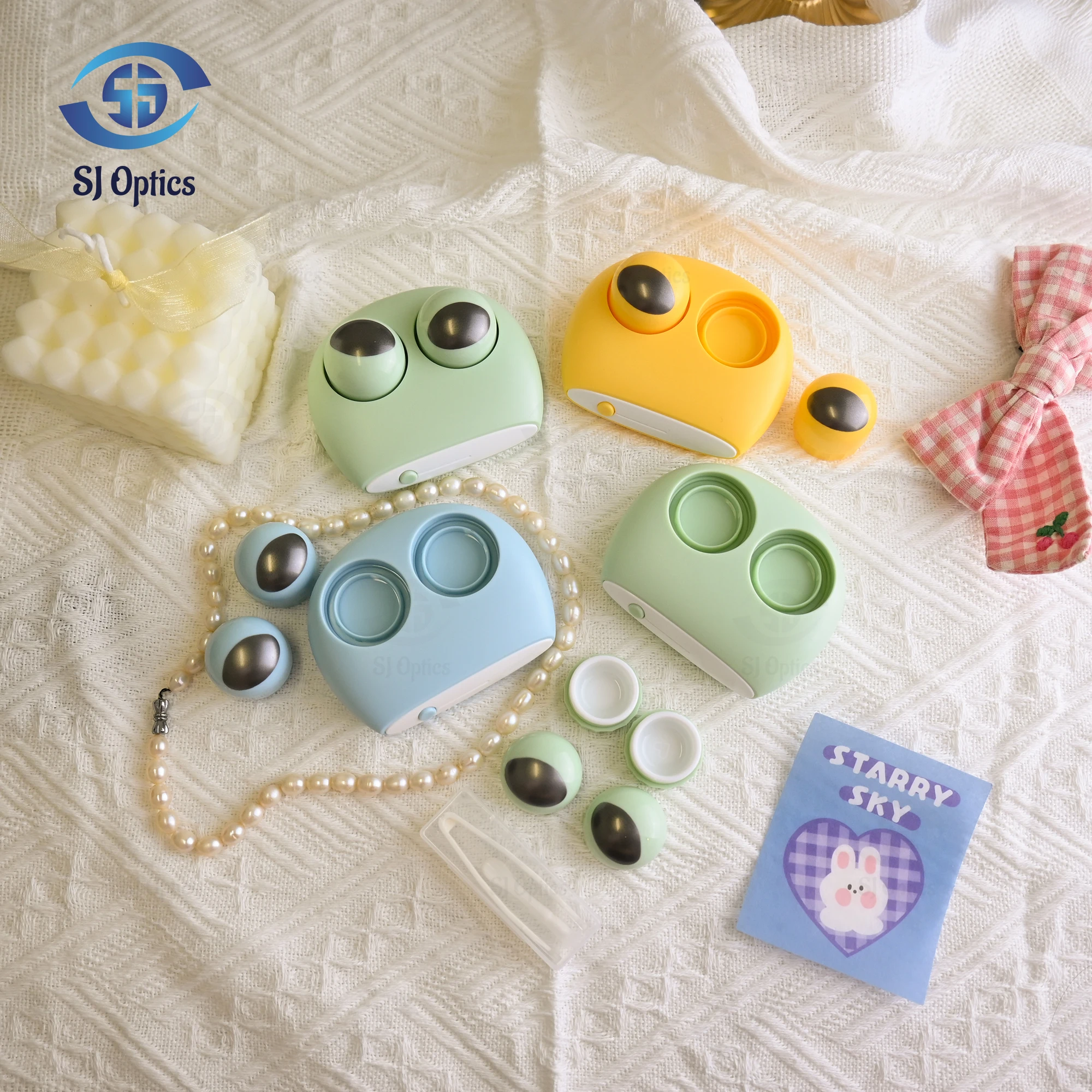 Eye Shape Multi-color Lovely Pocket Contact Lenses Case L+r Trip Contact Lens Box for Contact Lens Storage