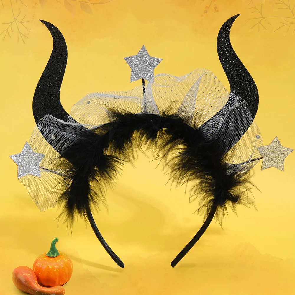 ncmama Halloween Evil Witch Hairbands For Baby Girls Ox Horn Spider Headband Kids Hair Hoop Cosplay Headwear Hair Accessories