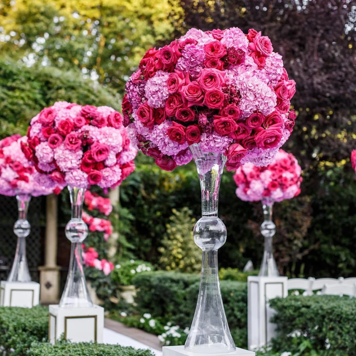 12pcs-4pcs)Wedding Props Flower Walkway Aisle Pedestal Road Lead Flower Vase Stand Roman Column Wedding Event Party Stage Decor