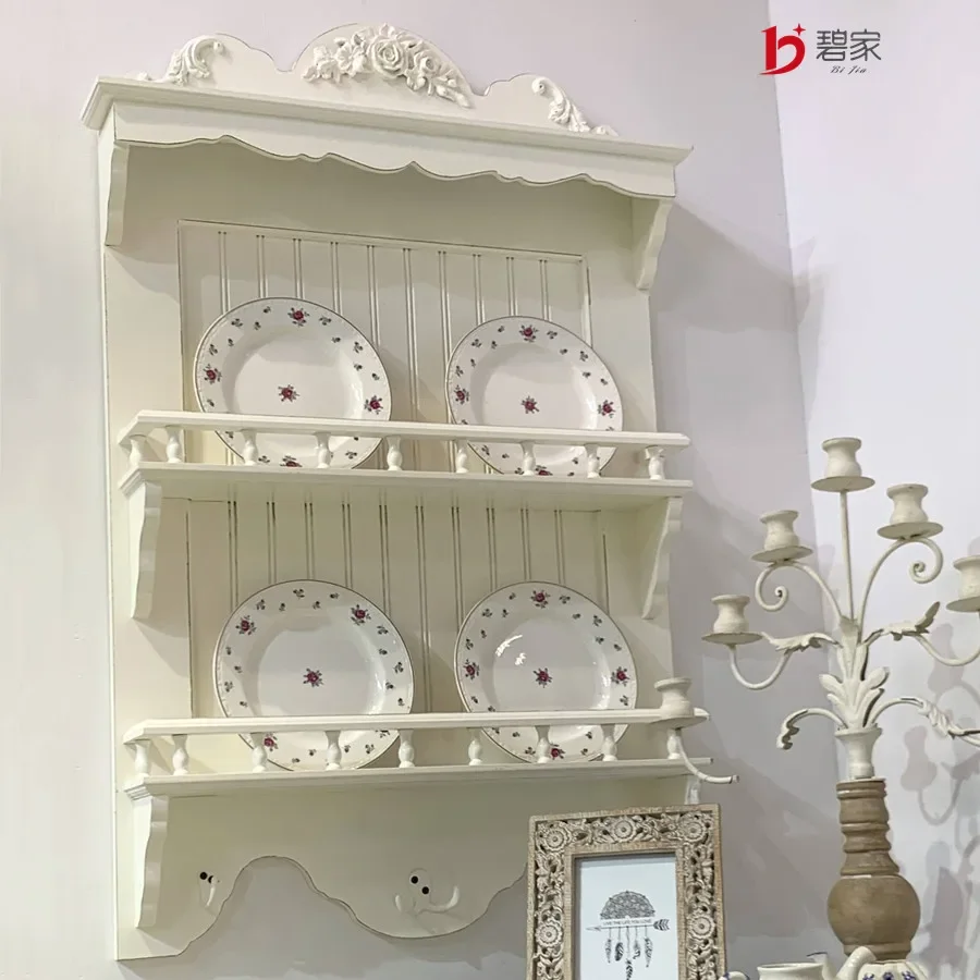 European French style old ledger coffee shop restaurant cup and saucer rack display rack kitchen cup seasoning storage rack