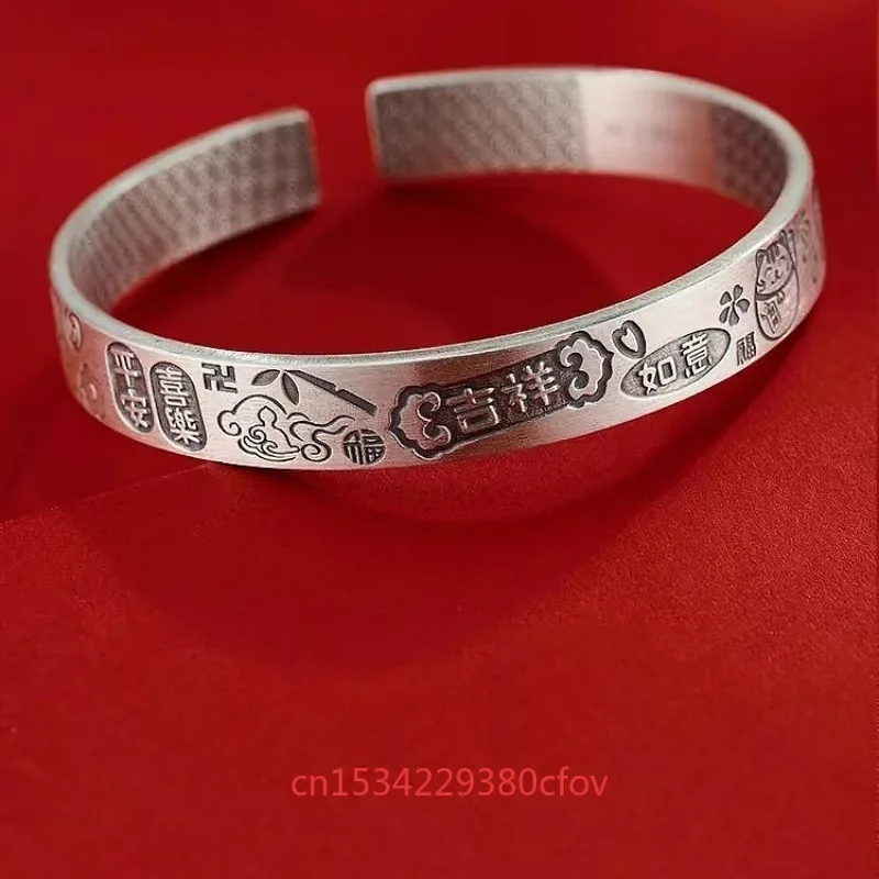 Fashion New S999 Silvering Personality Peace and Joy Cat Bracelet Jewelry High Profile Personalized Simple Lucky Gift