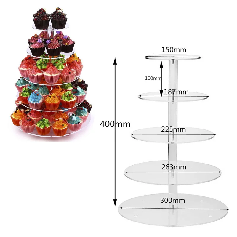 3/4/5/6 Tier Acrylic Cake Stand Transparent Cake Display Shelf Removable Cupcake Holder Wedding Birthday Party Decoration Stands