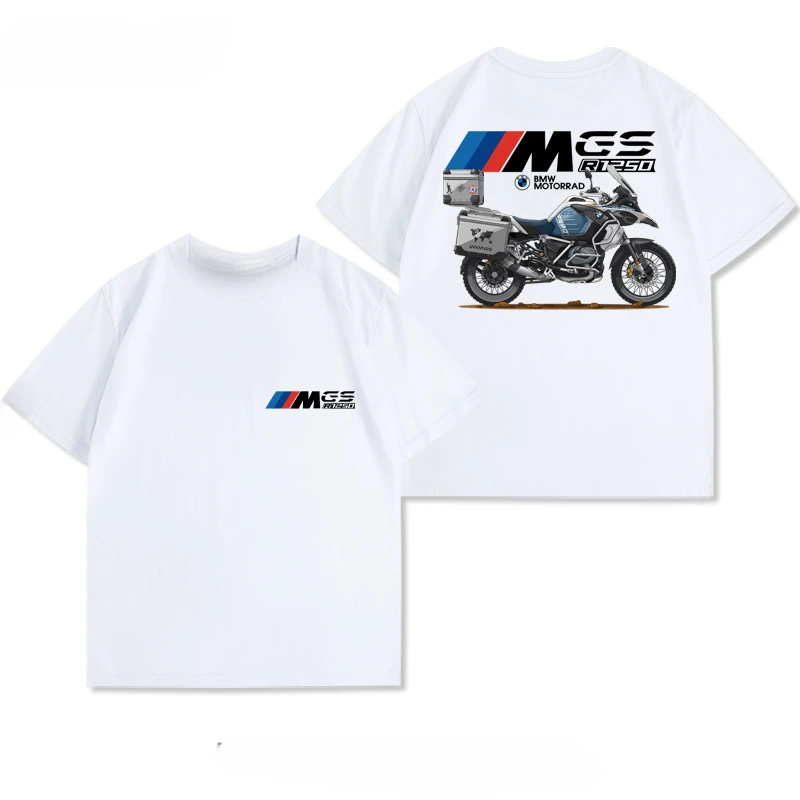 

2025 BMW Motorbike Waterbird ADV1250 Rider Cross Country Modified Summer Short Sleeve T-shirt American Retro Men's BMW