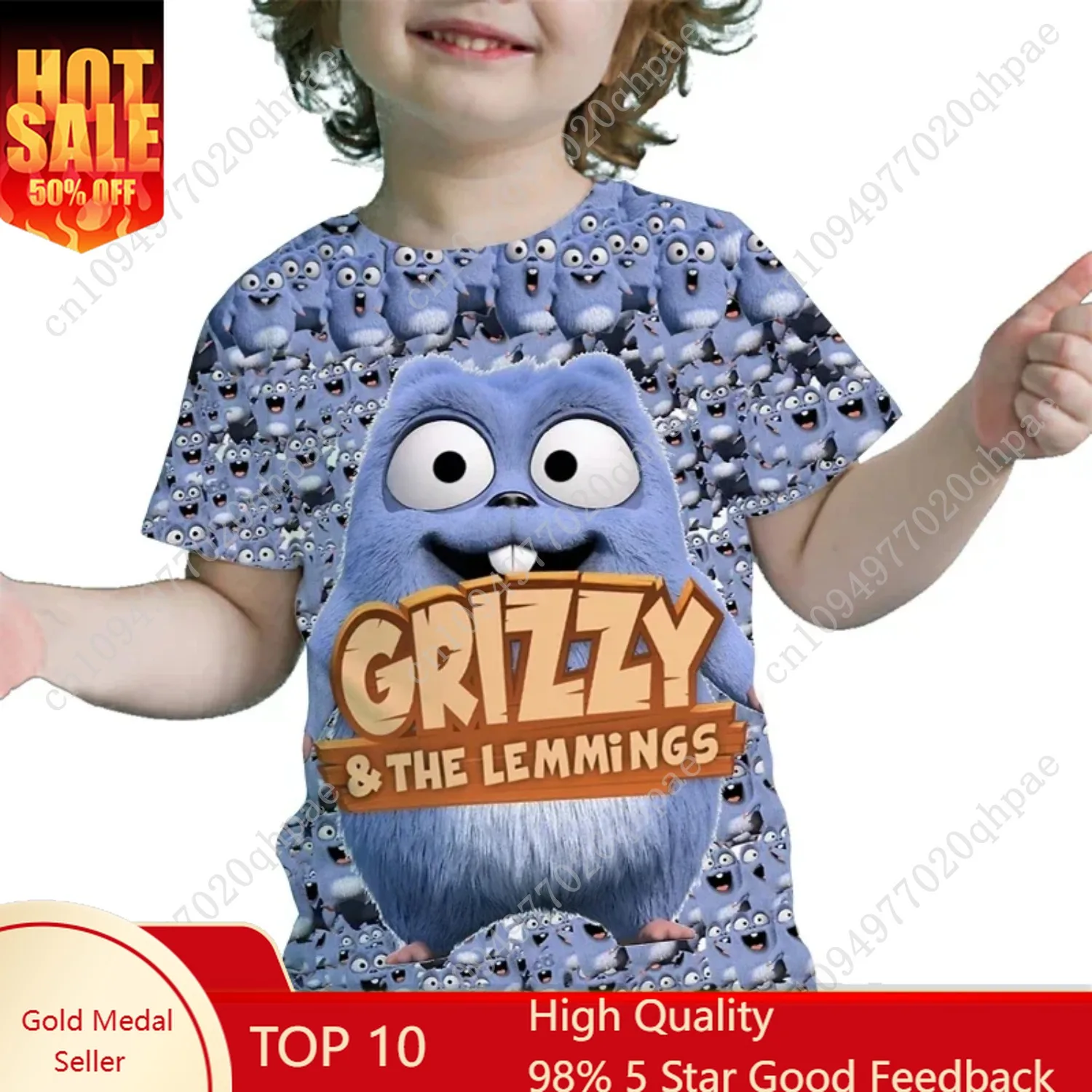

Kids Grizzy and the Lemmings 3D Cartoon Print T-Shirts Toddler Boys Girls Anime Cute Casual Outfits T-shirts Streetwear Tee Tops