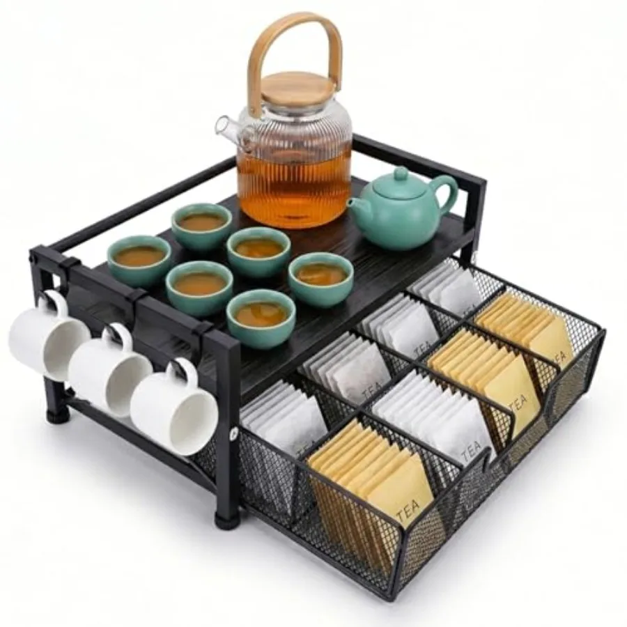 

Tea Bag Organizer, Teabag Holder with Storage Drawer, Wood Tea Organizers and Storage Chest, Tea Station Chest Display Containe