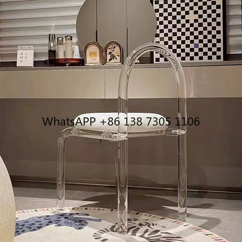

Акриловый прозрачный стул в стиле кристалл, легкий люкс, для макияжа, повседневный, простой, в скандинавском стиле, для рабочего стола и компьютера