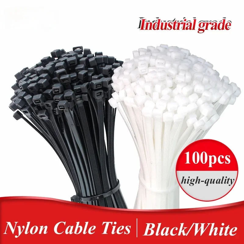 250pc Self-locking Plastic Nylon Tie Black Zip Wraps Strap Nylon Cable Ties Holder Fastening Ring 4X250 Loop Wire Wrap 8x250