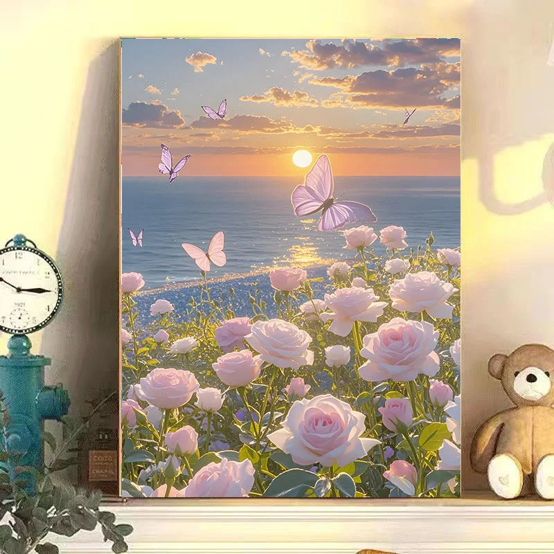 

A-0041 Tropical Island Beach Palm Tree Oil Painting, Summer Vacation Theme, Hand Painted