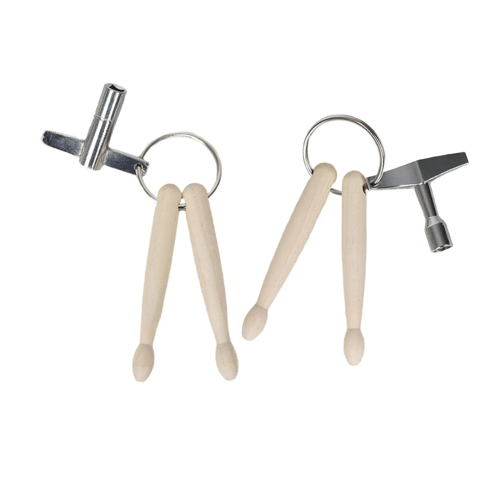 Portable Drum Tuning Key Wooden Drumstick Keychain for Drummers Percussion Maintenance Tool Practice Pad Accessory