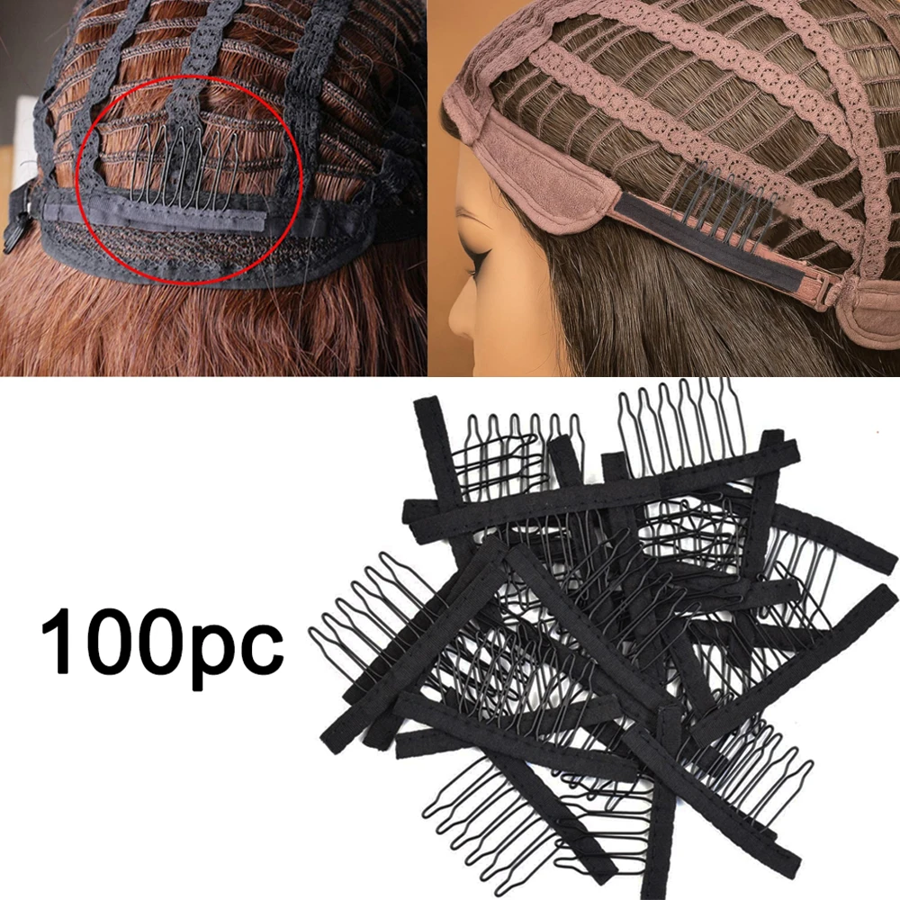 

Расчески для париков, 100 шт., расчески для париков, зажимы, аксессуары из стальной ткани, инструменты для изготовления париков, металлические зажимы для париков, шапочки для париков своими руками