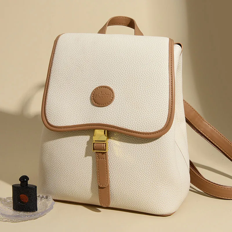 

New Women's Backpack, Simple and Stylish Backpack, Korean Style Solid Color Casual Bag, Student School Bag, Versatile Outdoor Travel Bag