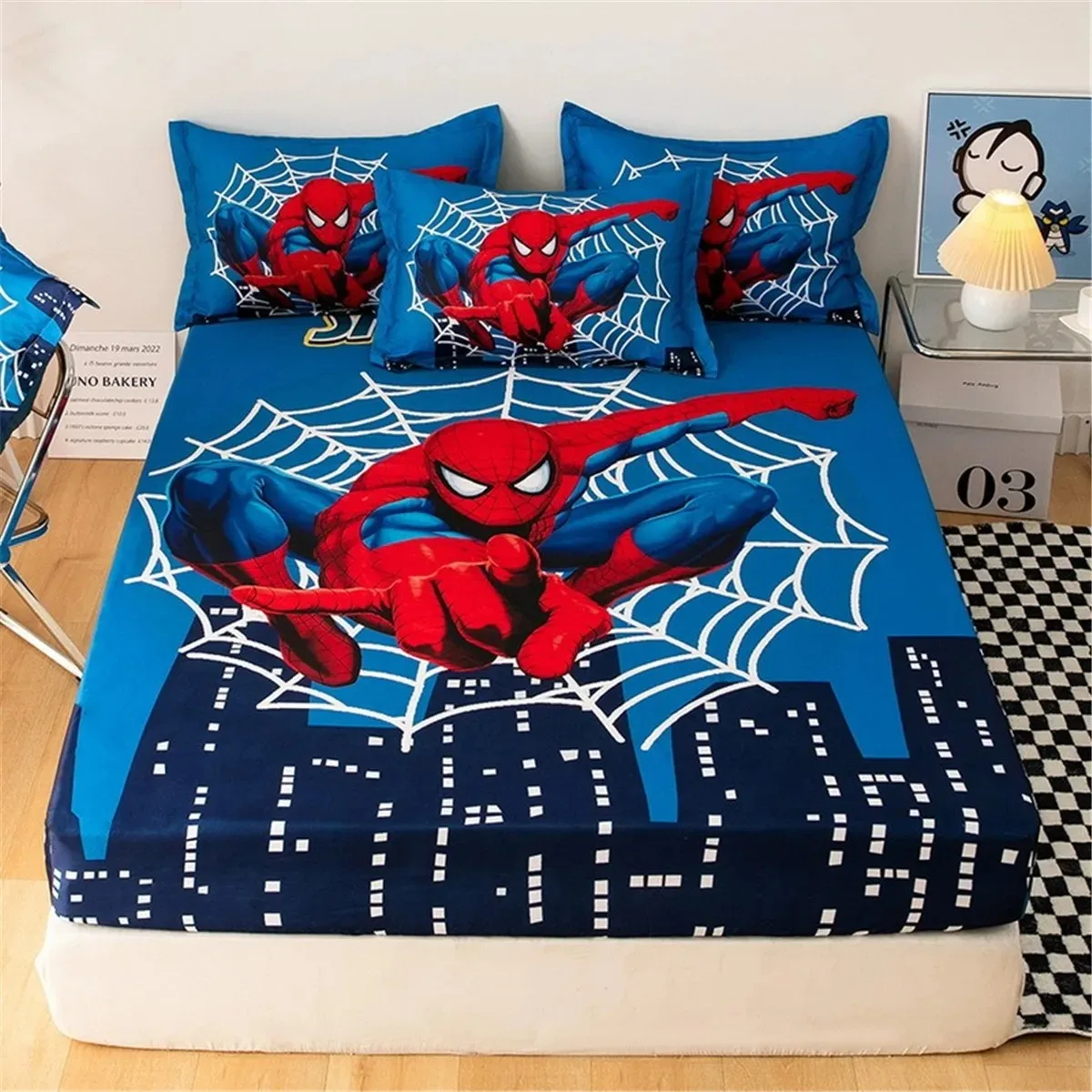 Disney Spider Man Bed Set,3D Printing spiderman Fitted Sheet,For Kids Adult Girls Boys