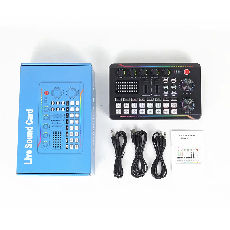 Equipamento de podcast em inglês F998MAX, conjunto de microfone