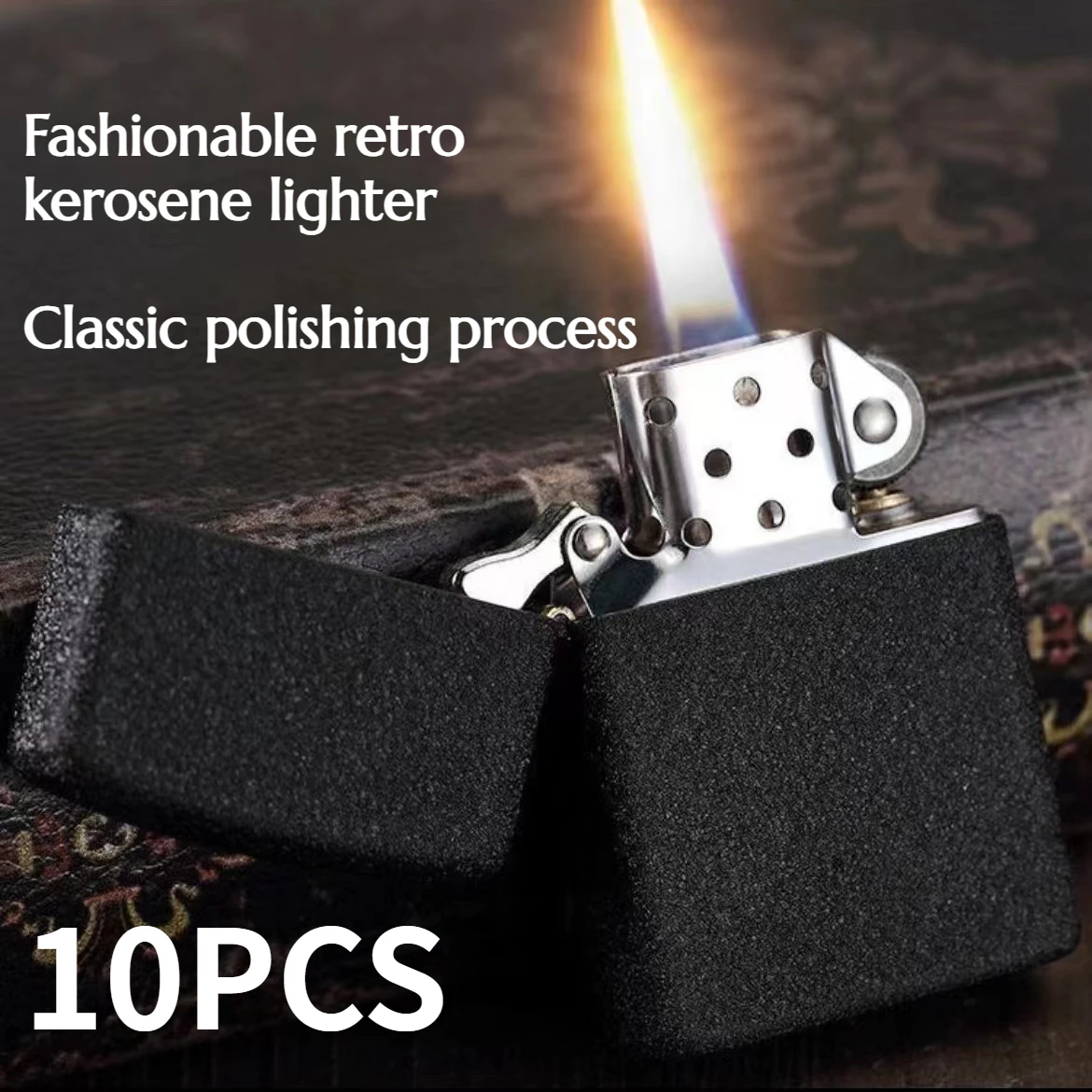 

10 шт. винтажных ретро-зажигалок из металла с креативным матовым покрытием, подходят для мужчин, практичные и портативные аксессуары для сигарет
