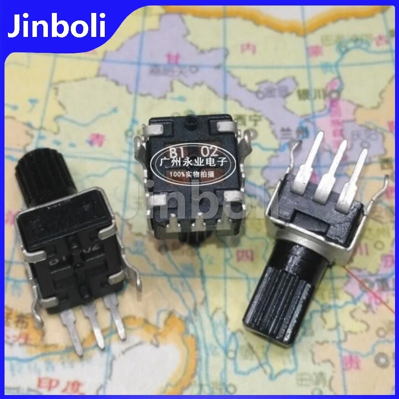 10PCS RV09 Type 0931 Single Vertical Potentiometer 3Pins B102 B1K Adjustable Resistance Flower Shaft Length 13MM