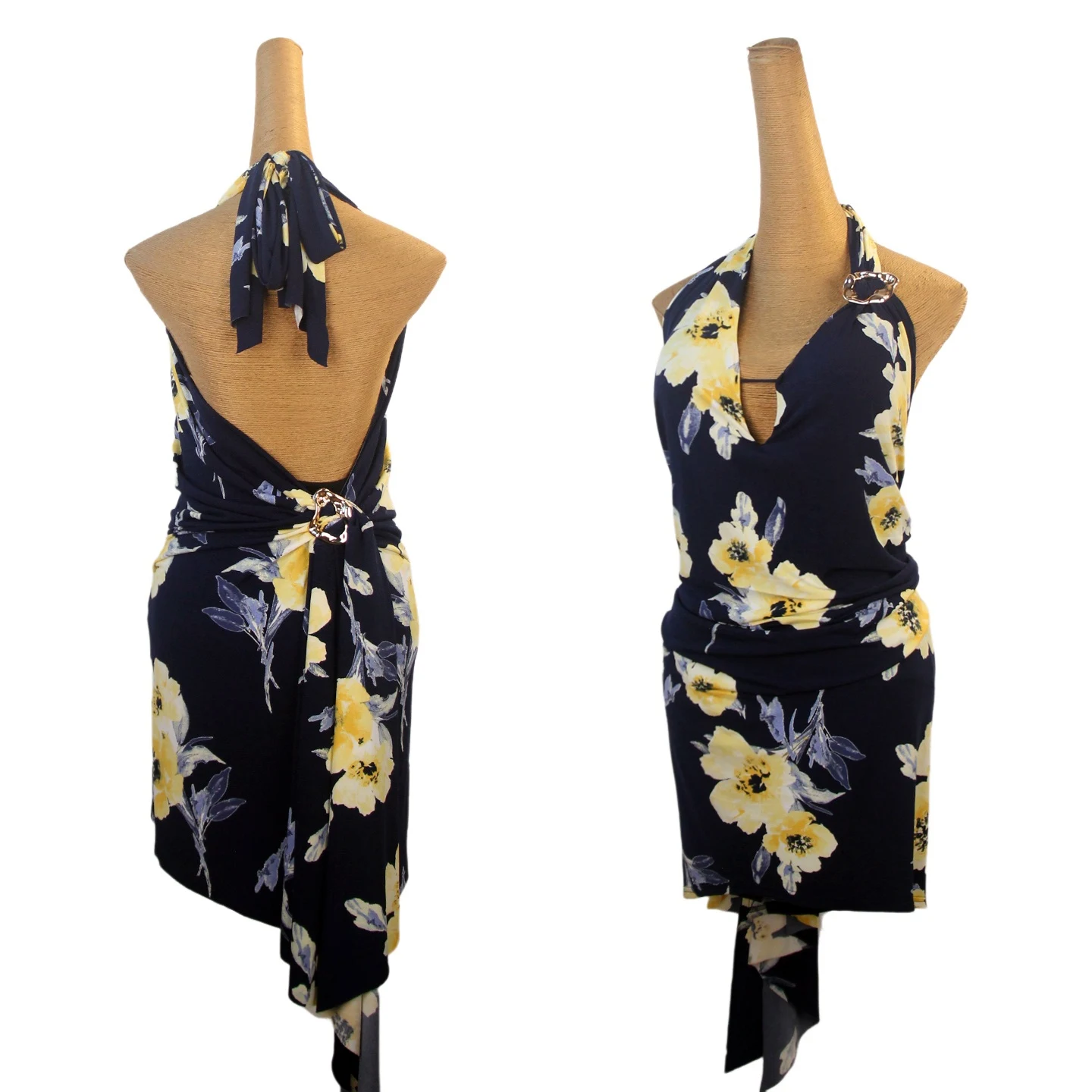 

New Sexy Hanging Neck Backless Dress Latin Dance Dress Women Practice Clothes Rumba Tango Samba Chacha Dance Costumes DQL11249