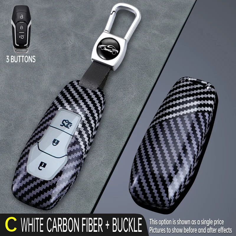 Carbon Fiber Car Key Cover Fob Case Shell for Ford Fusion F-150 Explorer Edge Mustang Mondeo Kuka 2013 2014 2015 2016 2017 2018 view 5
