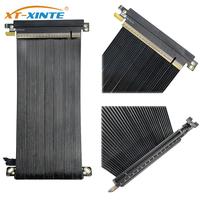 PCIe 5.0 X16 Riser Cable Silver-Plated Graphics Card Extension Double Reverse PCI Express Gen5 for ITX Server
