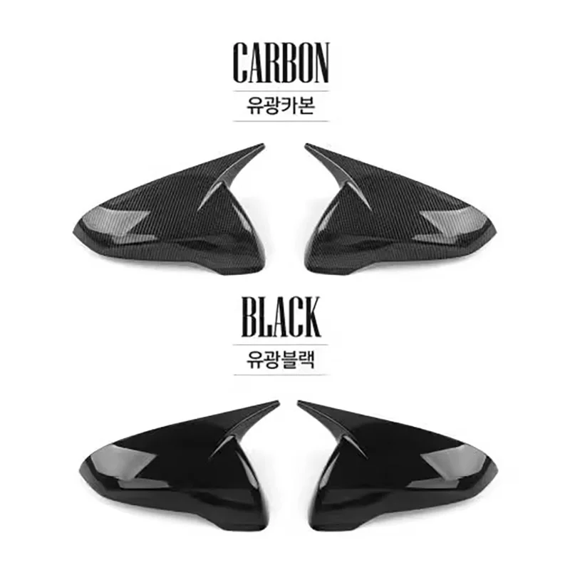 For Hyundai Veloster JS 2018 2019 2022 2023 Bull Cow horn shaped Rearview Mirror Cover Side Rear View Mirror Shell Trim Exterior