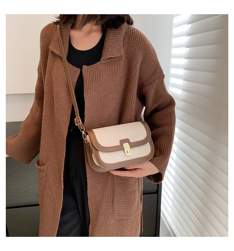Damen-Umhängetasche, Damen-Mode, Retro-Unterarmtasche, kleine quadratische Tasche, beliebte Herbst-Schultertasche, Umhängetasche – Detail 16