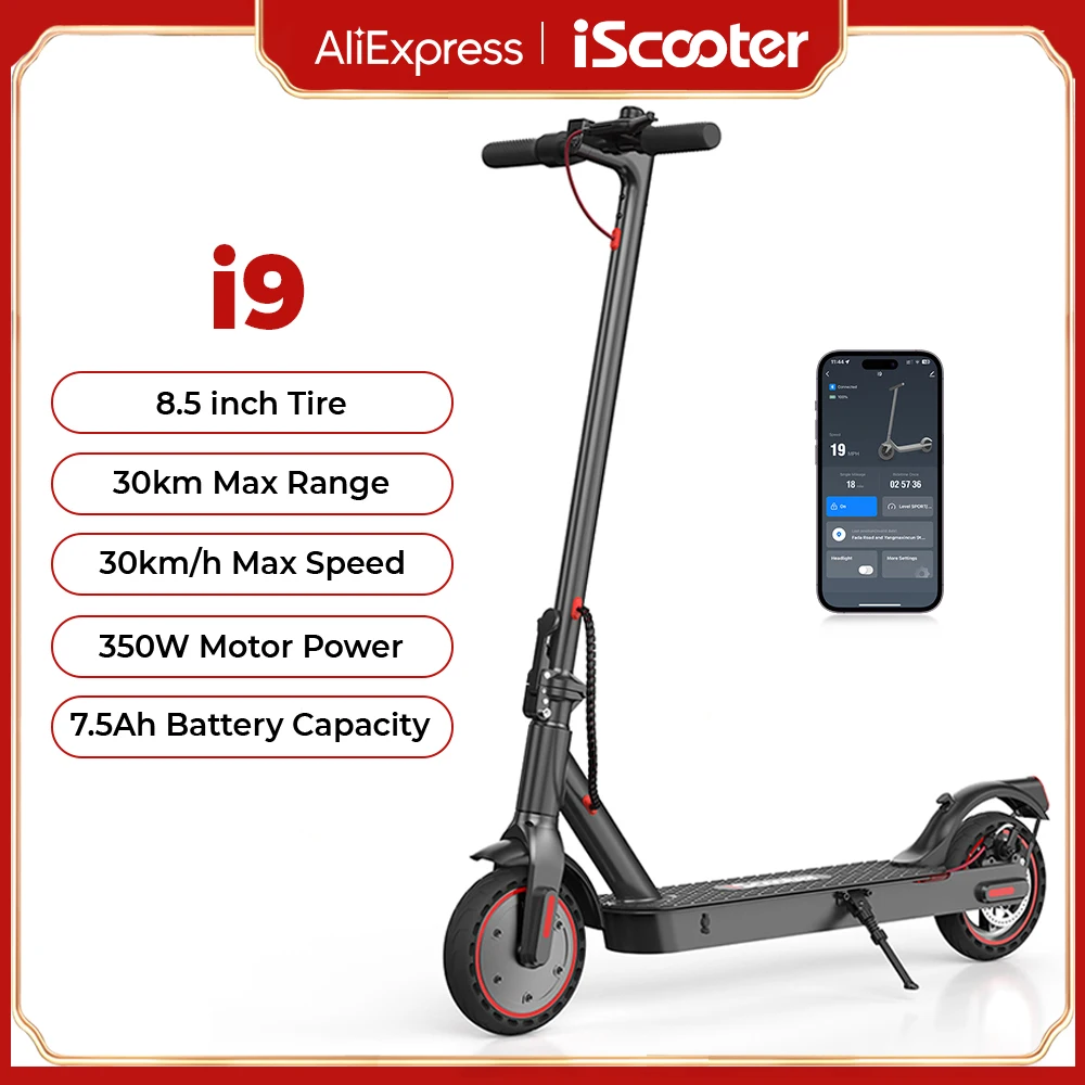 IScooter i9 350 واط سكوتر كهربائي 7.5Ah 30 كم/ساعة سكوتر ركلة كهربائية 8.5 بوصة الإطارات الكبار الدراجات البخارية 30 كجم ماكس المدى مع تطبيق Tuya #1