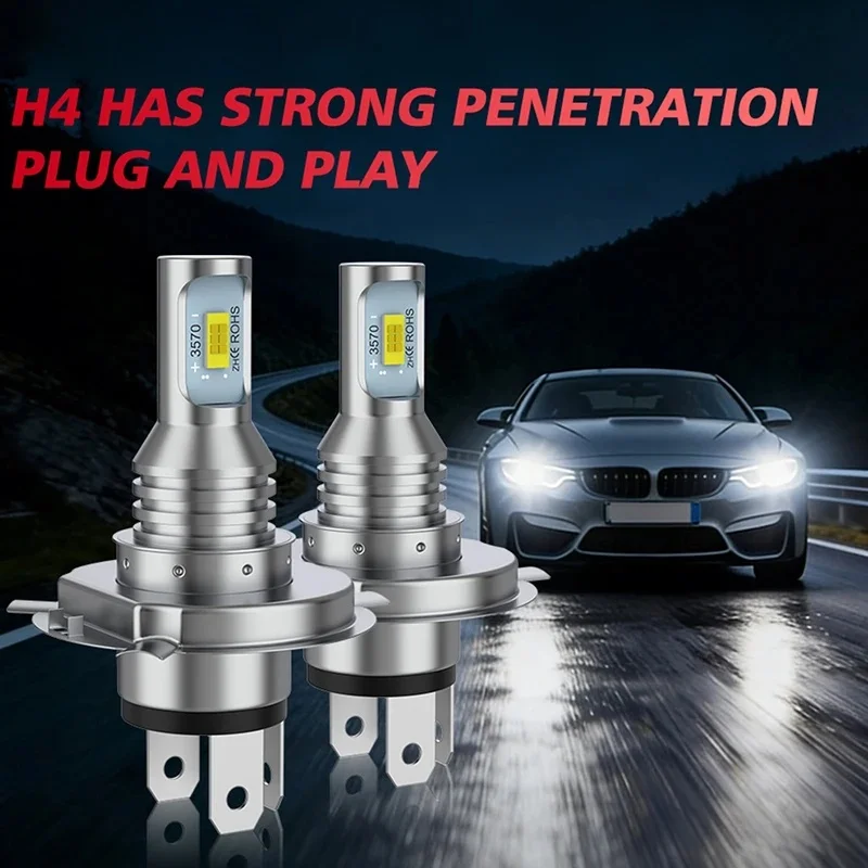Bullvision 2Pcs H4/9003/HB2 LED Headlight CSP Bulb Canbus Hi/lo Turbo Auto Lamp Yellow 4300K White 6000K Blue 8000K 12V Lights