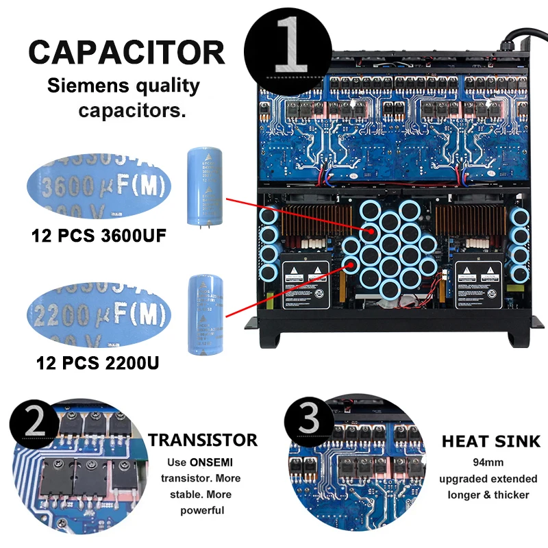 Amplificador de armazém classe td dj amplificador de comutação potência som áudio 20000q 2200w 4000w para subwoofer de 18 polegadas