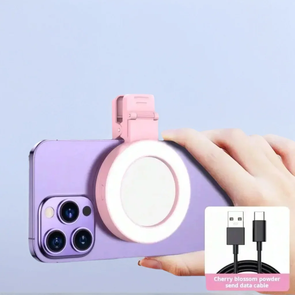 فلاش هاتف LED قابل لإعادة الشحن - ضوء سيلفي بمشبك لمكياج ومؤتمرات الفيديو والكمبيوتر المحمول iPhone iPad