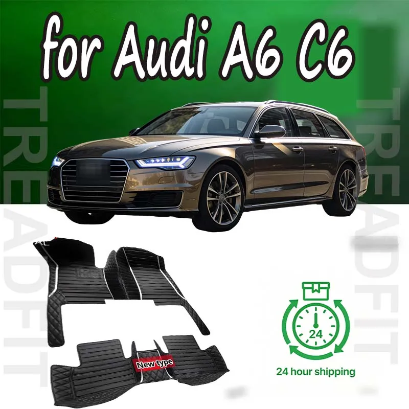 

LUXURY Car Floor Mats For Audi A6 C6 4F C7 4G Avant Wagon 2007~2018 Luxury Leather Mat