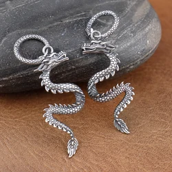 Punk Rock Chinese Dragon Dangle Earrings for Men Women Gifts Popular Charm Stainless Steel Fire Dragon Ear Jewelry Accessories